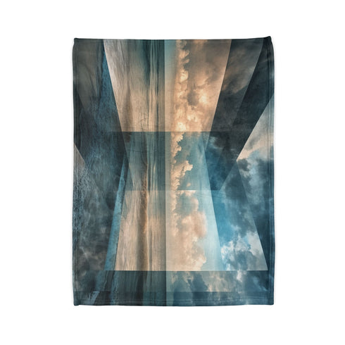 Storm Breaking Through Layered Dimension — Plush Fleece Throw Blanket — Folded Plush Blanket Detail
