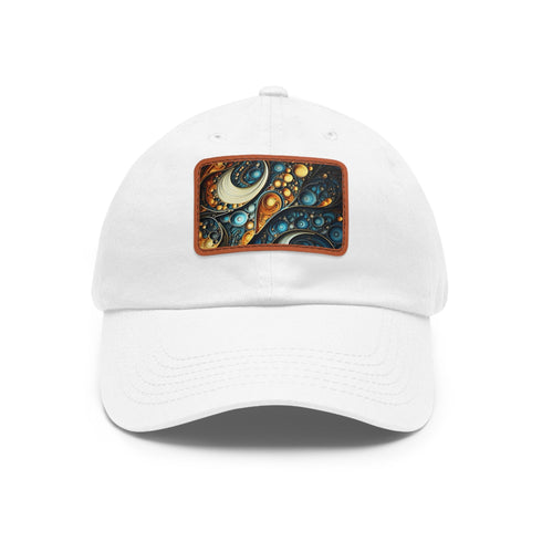 Fractal Fusion Baseball Cap in White with Light Brown Patch