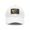Fractal Fusion Baseball Cap, White with Light Brown Rectangle Patch.
