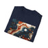Charcoal cotton T-shirt with abstract organic and geometric design regular fit