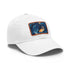 Gleaming Goldfish Adventure baseball cap, White/Light Brown patch, rectangle shape