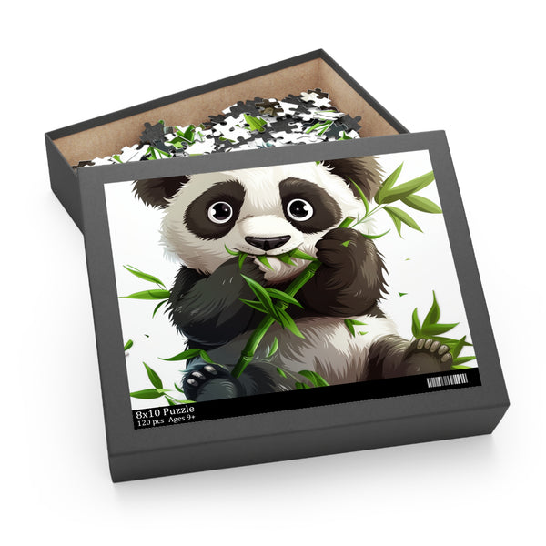 Adorable panda bamboo feast jigsaw puzzle - perfect for animal lovers and puzzle enthusiasts
