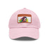 Vibrant neon cap with watercolor design & light brown patch.