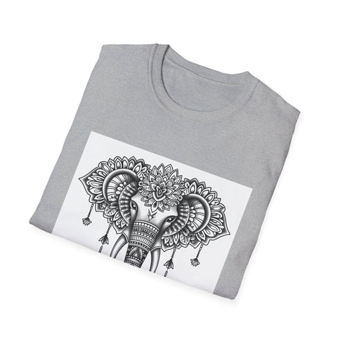 Soulful Journey Mandala Elephant Wisdom Grace Charcoal T-shirt Men Women's