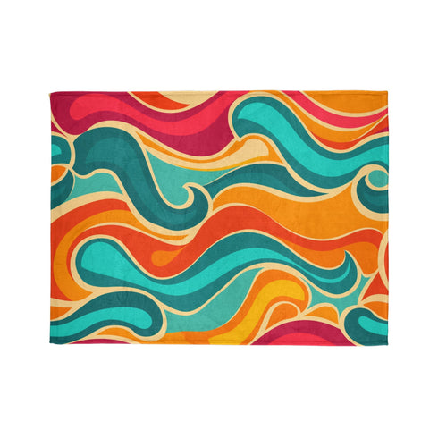 Colorful retro waves throw blanket for cozy sleep and relaxation.