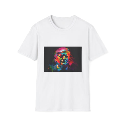 Political icon t-shirt in vibrant hues, charcoal color, crew neck.