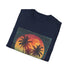 Palm Paradise Retro Sunset Escape Tshirt Charcoal S Cotton Crew Neck