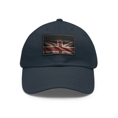 British Pride Union Jack cotton baseball cap in white/light brown rectangle.