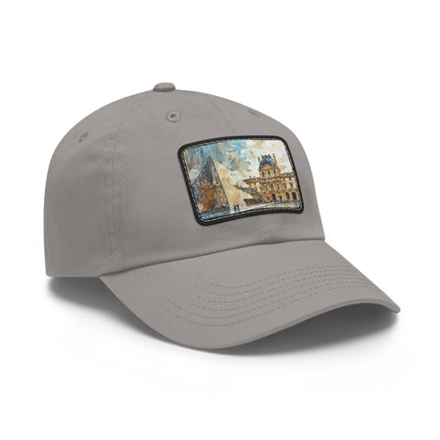 Stylish white cotton baseball cap with Louvre Paris watercolor design.