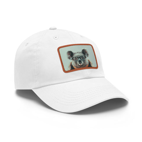 Cool Cat Cap in White with Light Brown Patch, Stylish Hipster Design