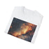 Charcoal crew neck cotton T-shirt with galaxy painting design
