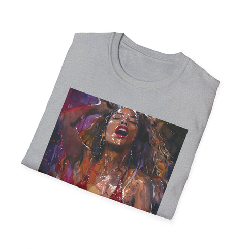 Queen Bey concert watercolor tee in charcoal for men's summer style.