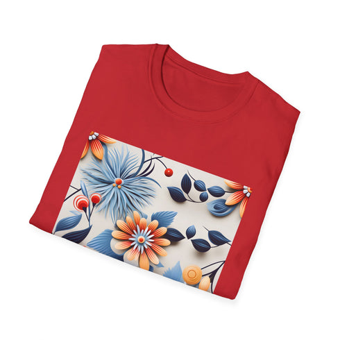 Vibrant charcoal cotton T-shirt with colorful floral pattern for summer
