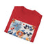 Vibrant charcoal cotton T-shirt with colorful floral pattern for summer