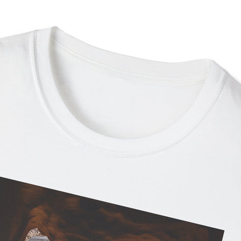 Charcoal cotton crew neck T-shirt with ancient city graphic design