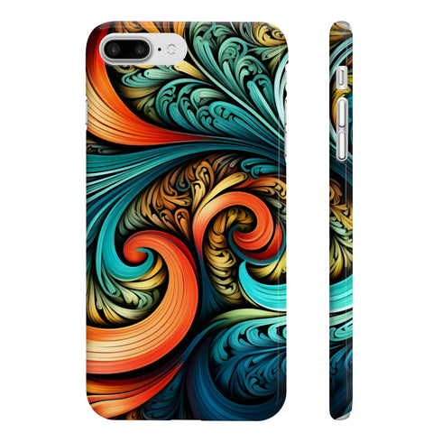 Abstract pattern iPhone 7/8+ glossy phone case with intricate fractals.
