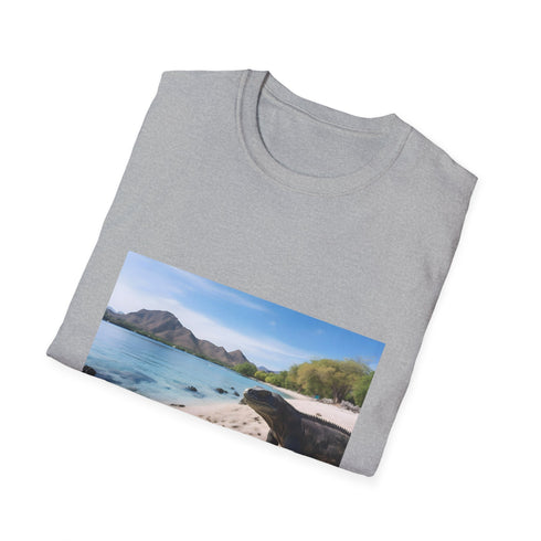 Ancient Titans Charcoal Cotton T-Shirt with Majestic Komodo Dragon Design