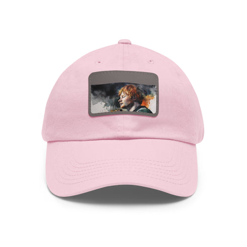 Ed Sheeran Watercolor Baseball Cap White Light Brown Vegan Unisex