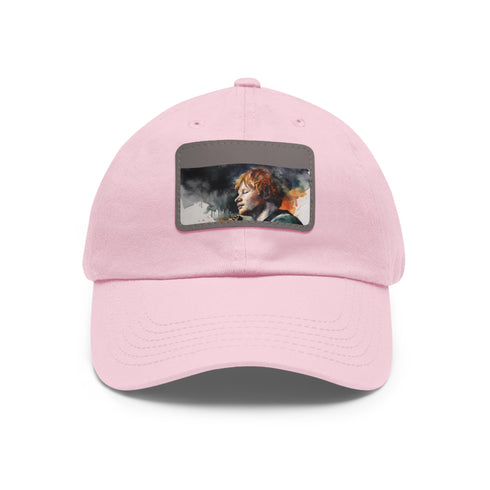 Ed Sheeran watercolor splatter cotton baseball cap in white.