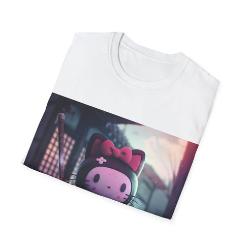 Cotton crew neck tee in Charcoal, perfect for summer, featuring Kuromi x Hello Kitty.