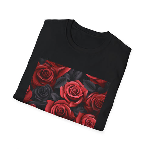 Charcoal rose tee with crimson design soft cotton regular fit crew neck