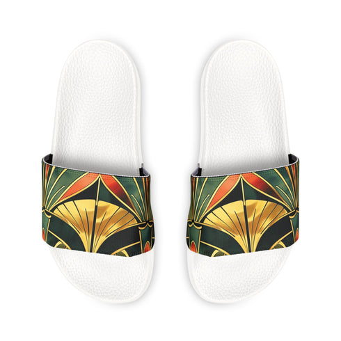 Men's Black Removable-Strap Sandals with Neoprene/Poly Strap, Sublimation Print