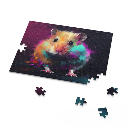 Vibrant watercolor hamster puzzle for animal lovers and puzzle enthusiasts.