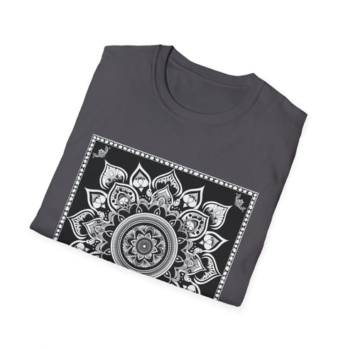 Serene Mandala Charcoal T-Shirt, Regular Fit, Intricate Mandala Design