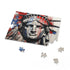 Colorful American Flag Jigsaw Puzzle with Unique Line Drawing Design