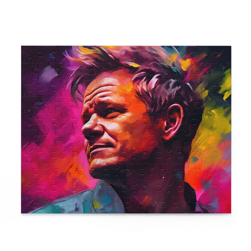 Vibrant Gordon Ramsay watercolor puzzle challenge, 10" x 8", 120 pcs.