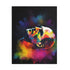 Neon watercolor Steve Jobs puzzle in vibrant colors.