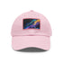 Neon galaxy snapback cap, white with light brown rectangle patch.