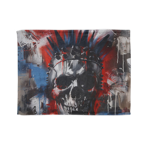 Punk rock skull blanket with edgy design for rebellious sleepers.