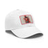 Cityscape Street Snapback Cap in White with Light Brown Rectangle Patch.