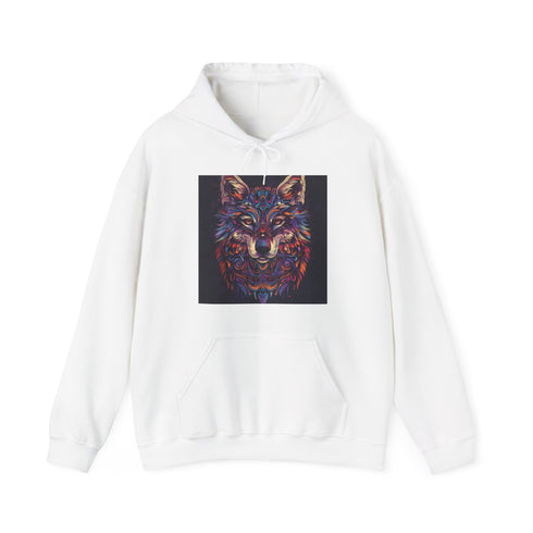 Wild Wisdom Navy Animal Spirit Hoodie with Tribal Patterns Design.
