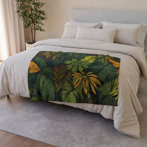 Nordic Woodland Forest Botanical Seamless Plush Fleece Throw Blanket - View 6 | Prints With Passion