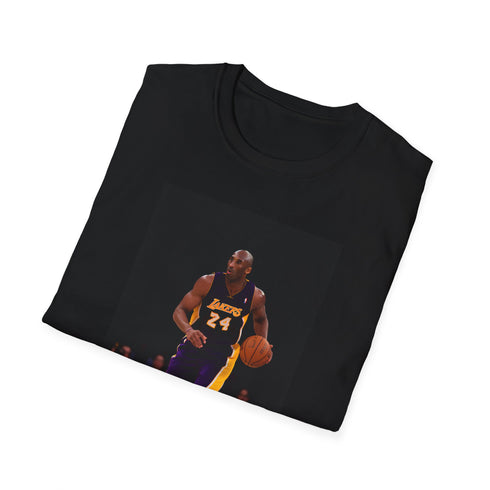 Charcoal cotton crew neck t-shirt featuring artistic Kobe Bryant Lakers design