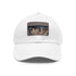 Vibrant neon nights Vegas baseball cap, white/light brown patch, rectangle shape.