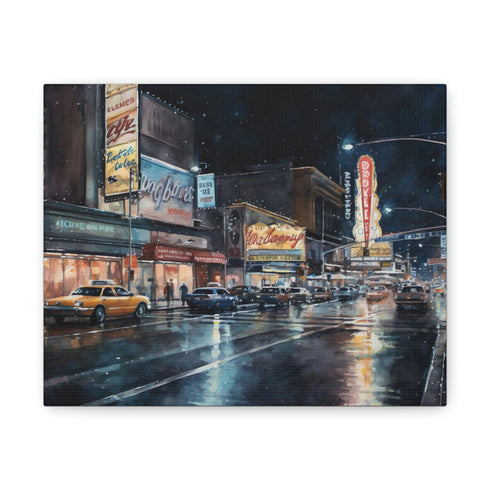 Las Vegas neon lights canvas print, vibrant energy, dazzling cityscape art.