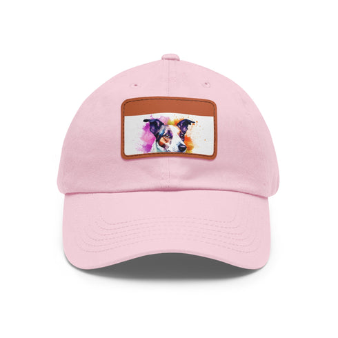 Adorable Jack Russel Snapback Cap in White with Light Brown Patch