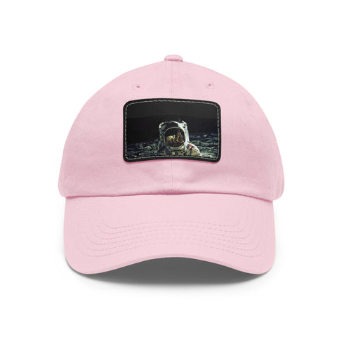 Galactic Adventures Space Baseball Cap, White Light Brown Rectangle Unisex Vegan.