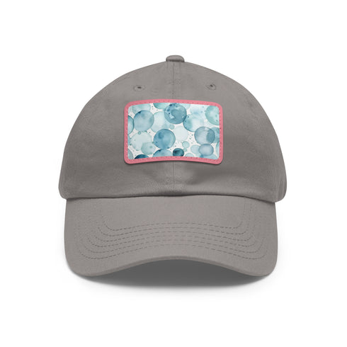 White cotton baseball cap with ocean gaze pattern.