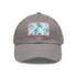 White cotton baseball cap with ocean gaze pattern.