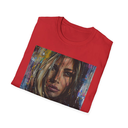 Charcoal cotton T-shirt featuring Jennifer Aniston's portrait in a soft brushstroke style