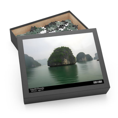 Halong Bay Vietnam jigsaw puzzle with emerald waters and limestone formations.