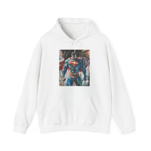 Superman Man of Tomorrow Navy Hoodie with Heroic Skyline Print
