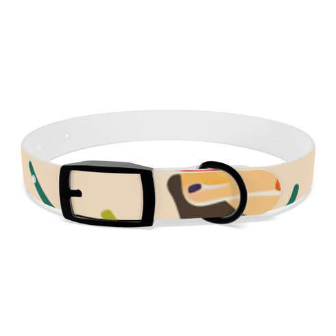 Abstract art deco dog collar in black onyx for stylish pups.