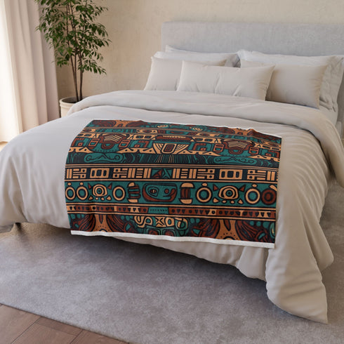 Bohemian Aztec Geometric Plush Fleece Throw Blanket – Prints With Passion (View 6)