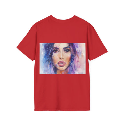 Charcoal cotton crew neck t-shirt with Kim Kardashian watercolor design