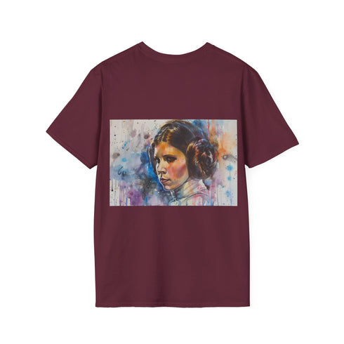 Charcoal cotton Star Wars Princess Leia watercolor graphic tee for summer.